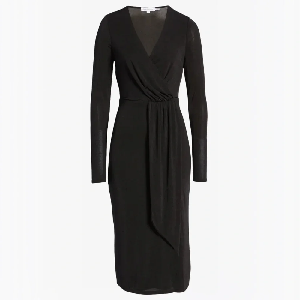 Good American Shimmer Long Sleeve Faux Wrap Dress - M - Picture 11 of 16